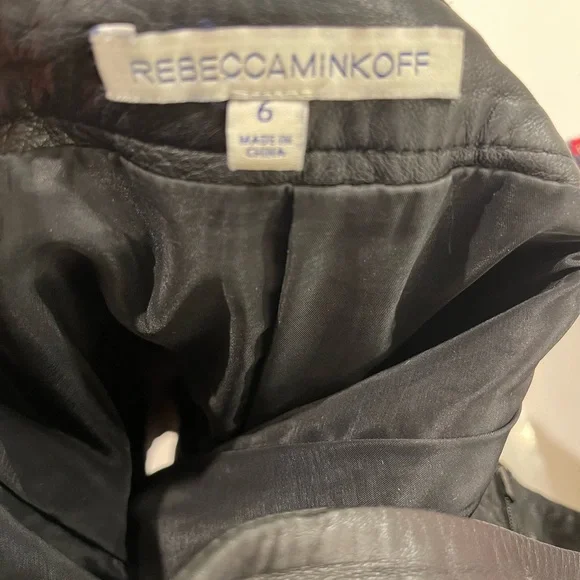 Rebecca Minkoff Black Leather Mini Skirt size 6 - Picture 2 of 4